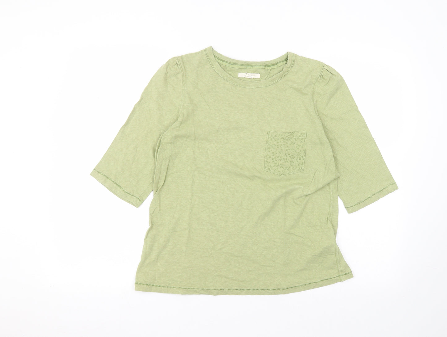White Stuff Womens Green  Cotton Basic T-Shirt Size 10 Round Neck