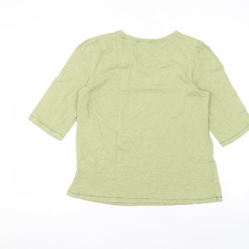 White Stuff Womens Green  Cotton Basic T-Shirt Size 10 Round Neck
