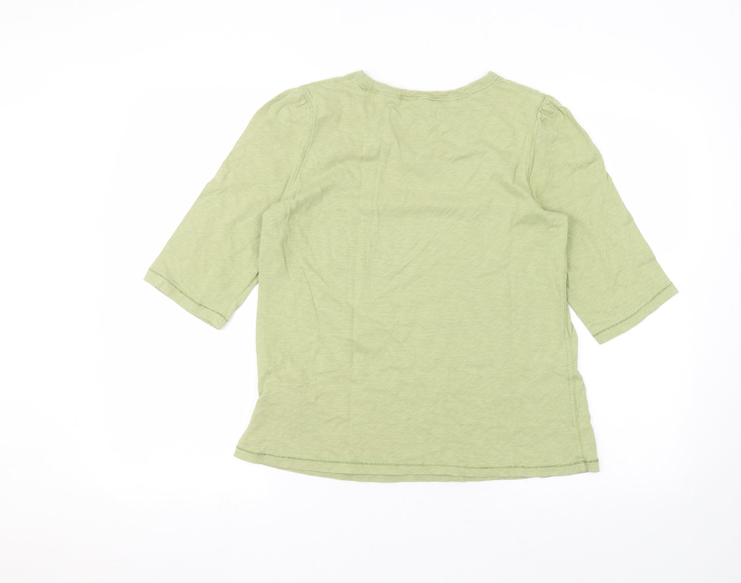 White Stuff Womens Green  Cotton Basic T-Shirt Size 10 Round Neck