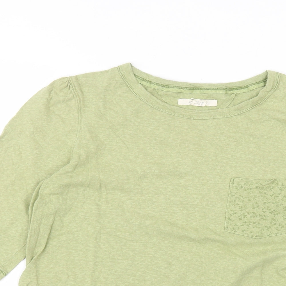 White Stuff Womens Green  Cotton Basic T-Shirt Size 10 Round Neck