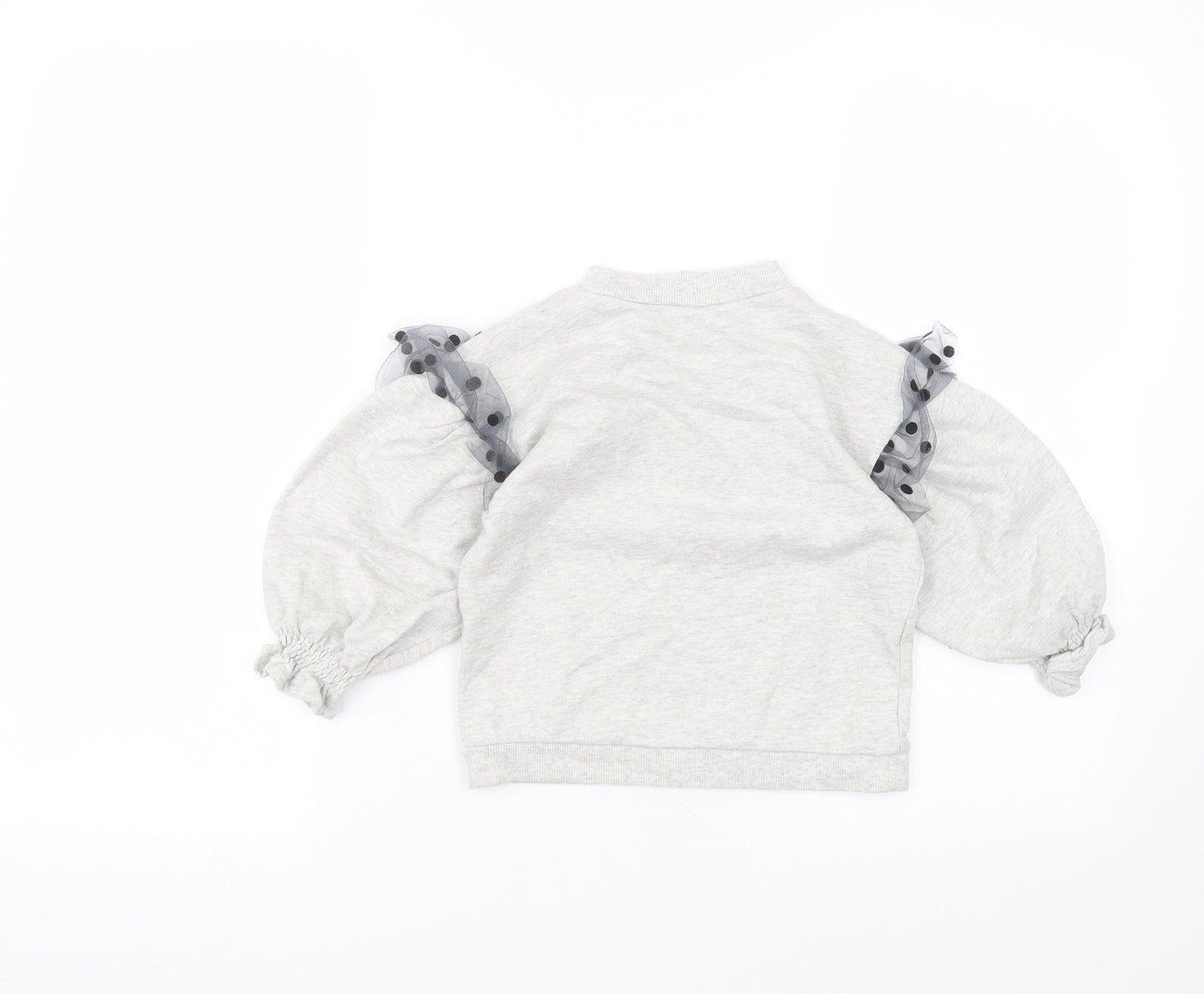 River Island Girls Grey Round Neck  Cotton Pullover Jumper Size 4-5 Years