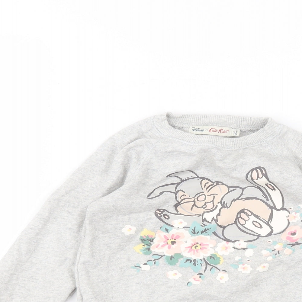 Disney Girls Grey Round Neck  Cotton Pullover Jumper Size 4-5 Years