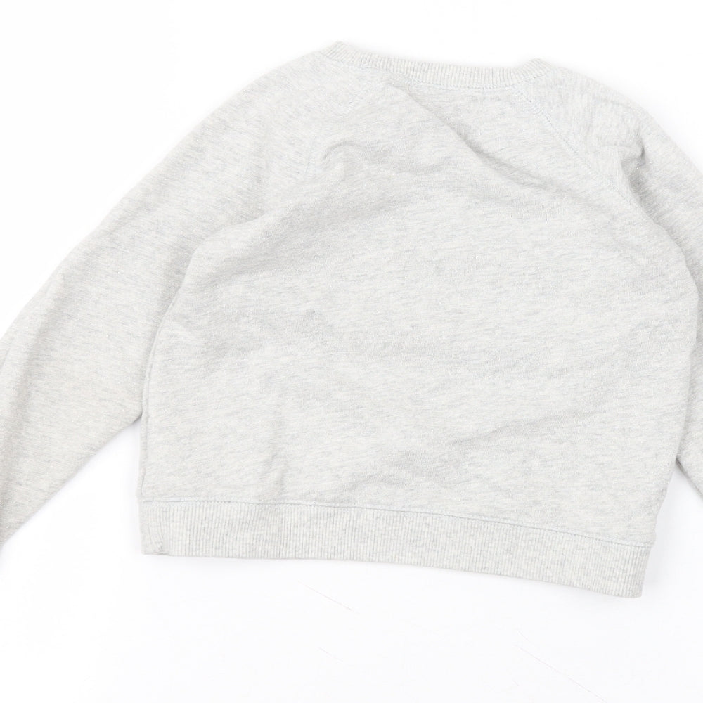 Disney Girls Grey Round Neck  Cotton Pullover Jumper Size 4-5 Years