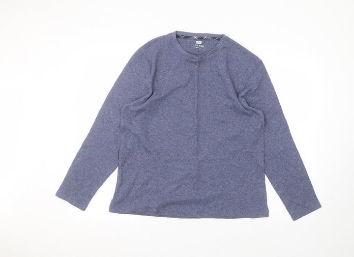 F&F Mens Blue Round Neck Cotton Pullover Jumper Size L