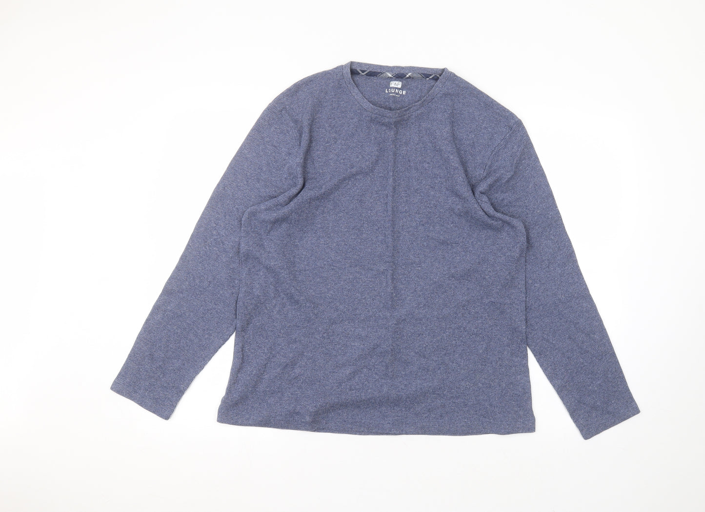 F&F Mens Blue Round Neck  Cotton Pullover Jumper Size L