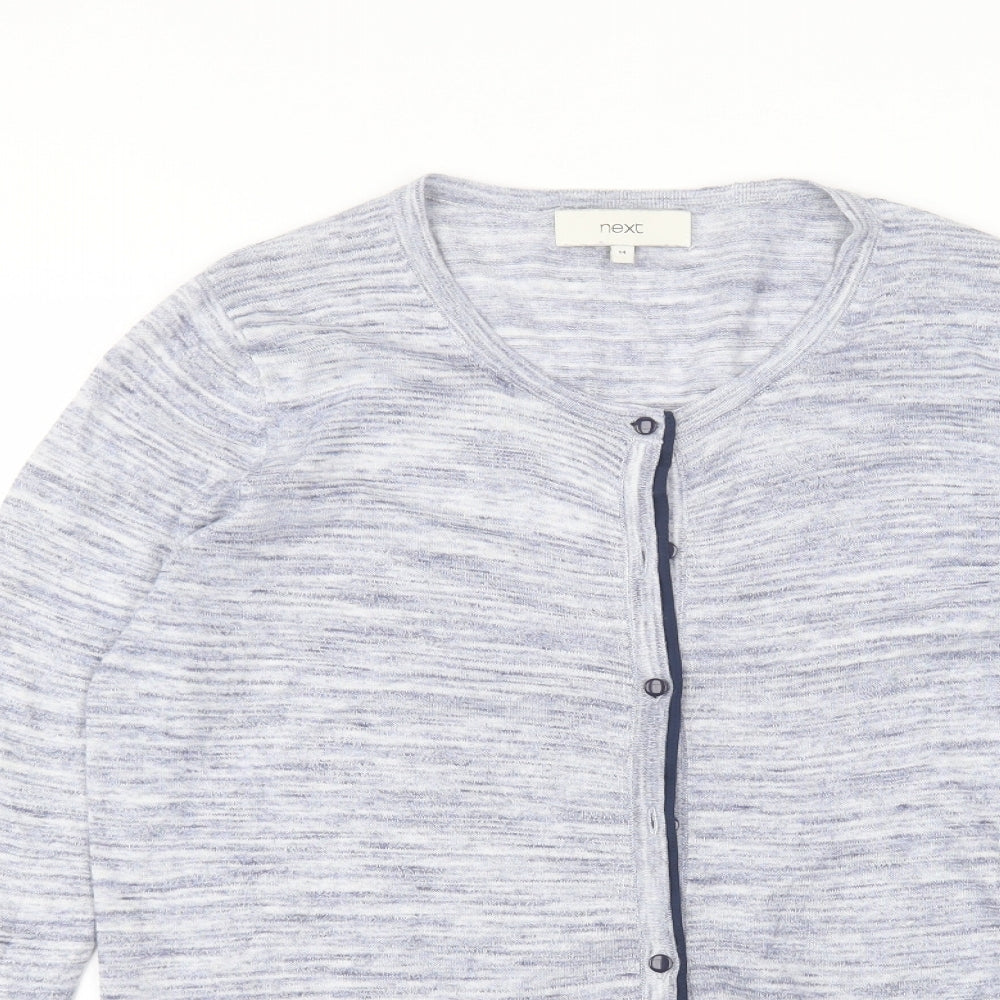 NEXT Womens Blue Round Neck  Cotton Cardigan Jumper Size 14