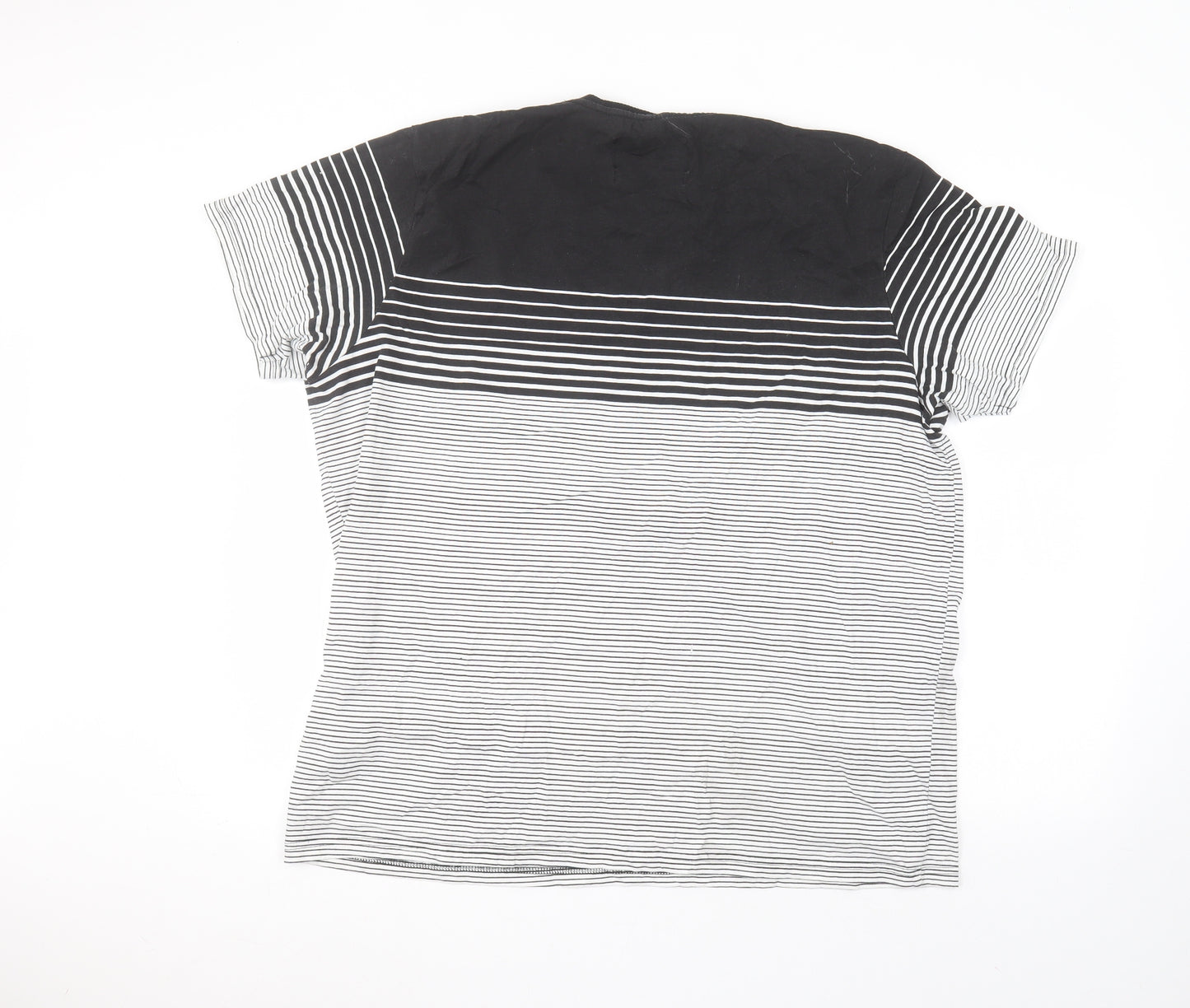Indicode Mens Black Striped Cotton  T-Shirt Size 3XL Round Neck
