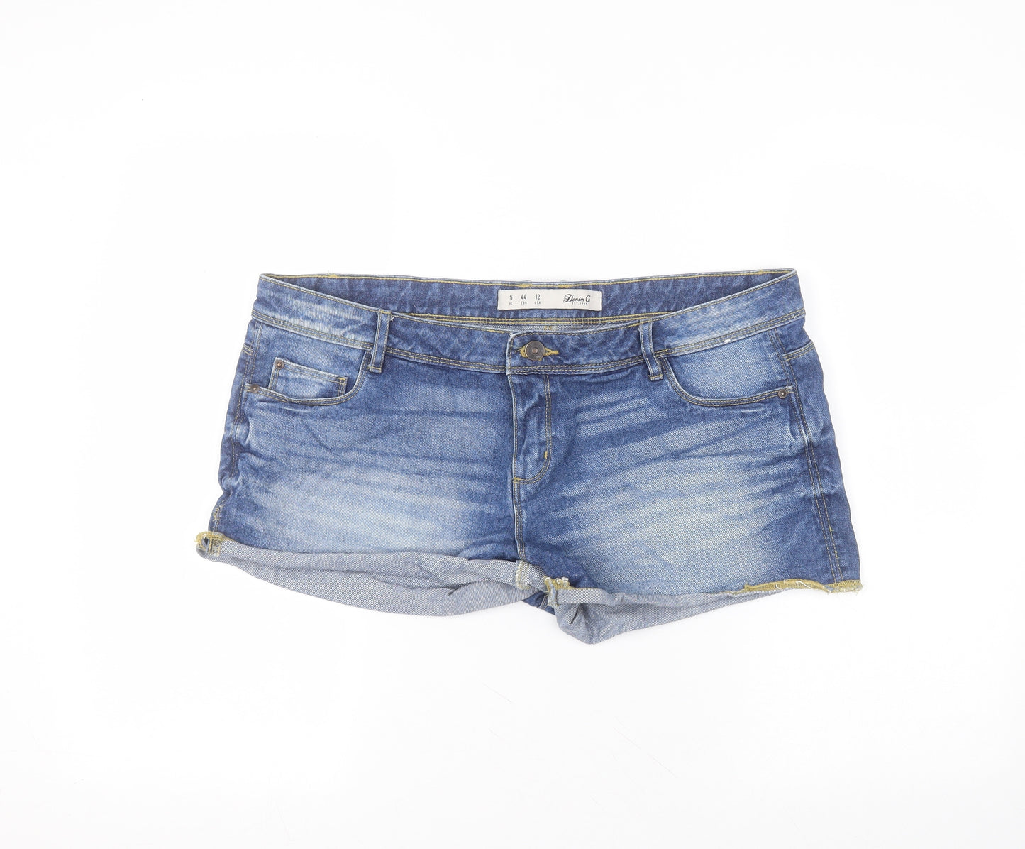Denim & Co. Womens Blue  Cotton Hot Pants Shorts Size 16  Regular