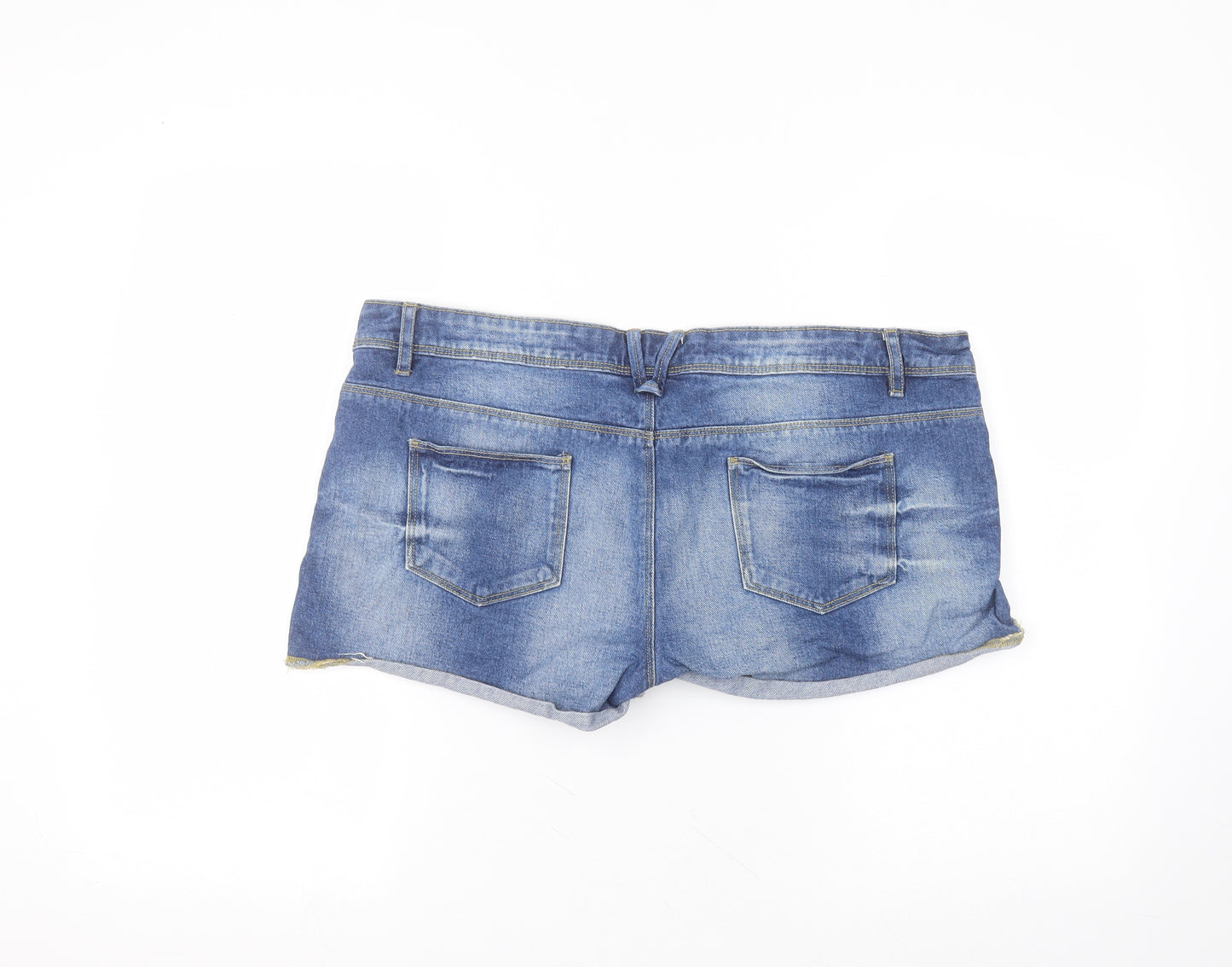 Denim & Co. Womens Blue  Cotton Hot Pants Shorts Size 16  Regular