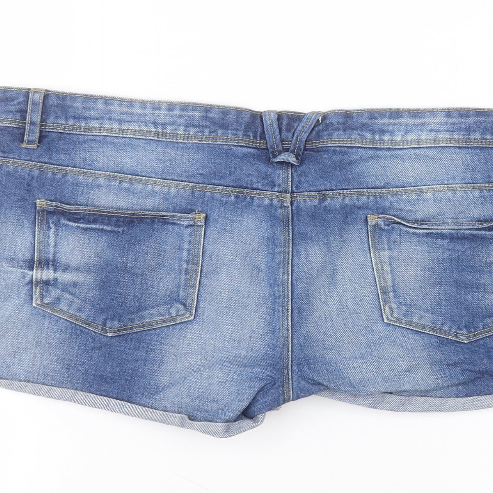 Denim & Co. Womens Blue  Cotton Hot Pants Shorts Size 16  Regular