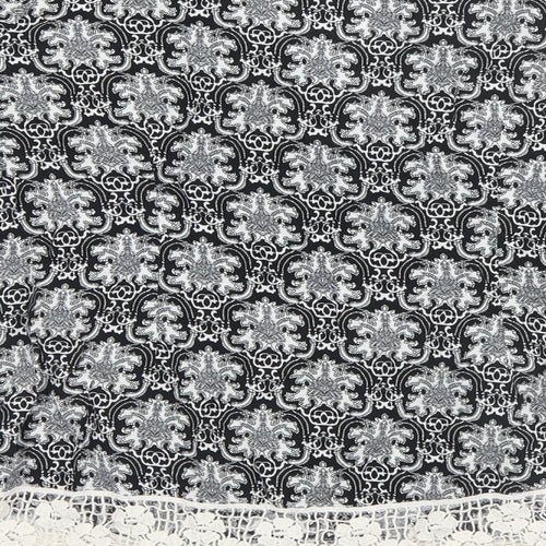 Preworn Womens Black Fair Isle Cotton Basic T-Shirt Size M Round Neck