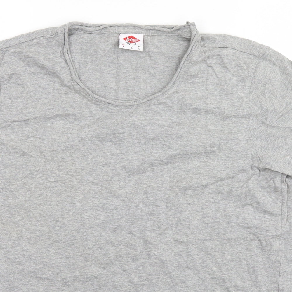 Lee Cooper Mens Grey  Cotton  T-Shirt Size L Round Neck