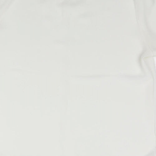 Marks and Spencer Womens White  Polyester Basic T-Shirt Size 14 Round Neck