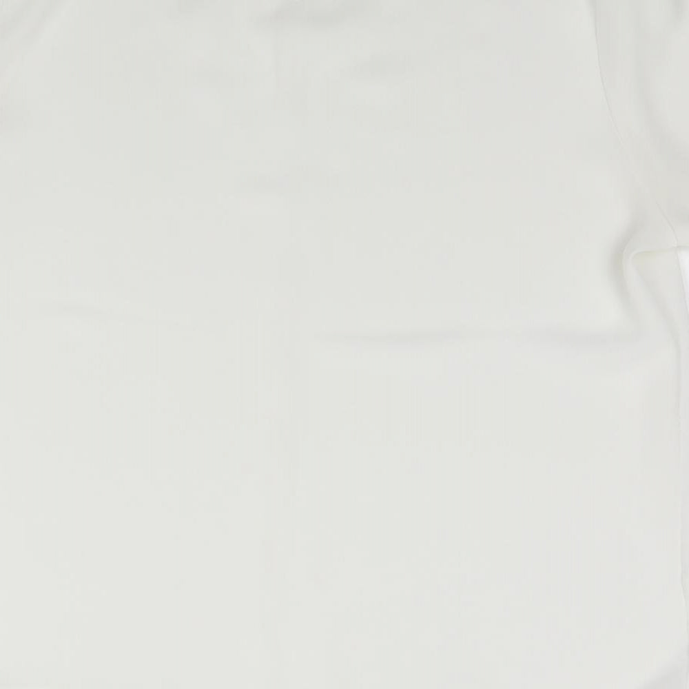 Marks and Spencer Womens White  Polyester Basic T-Shirt Size 14 Round Neck