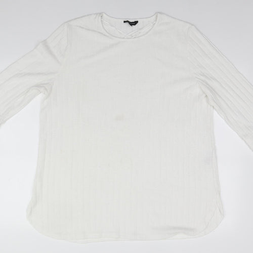 Peacocks Womens White Roll Neck  Polyester Pullover Jumper Size XL