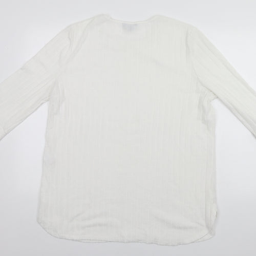 Peacocks Womens White Roll Neck  Polyester Pullover Jumper Size XL