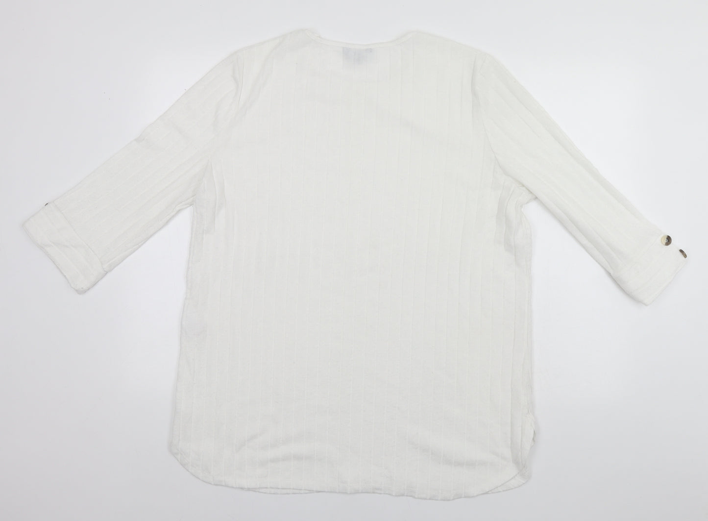 Peacocks Womens White Roll Neck  Polyester Pullover Jumper Size XL