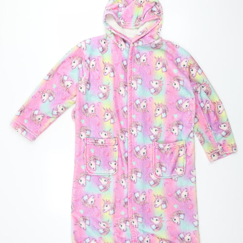 Emoji Girls Pink Animal Print Polyester  Gown Size 9-10 Years   - Unicorns