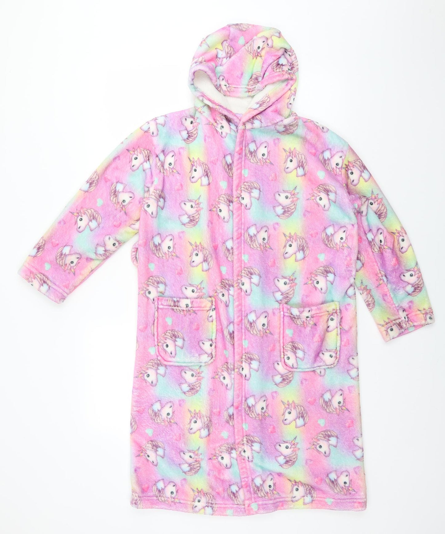Emoji Girls Pink Animal Print Polyester  Gown Size 9-10 Years   - Unicorns