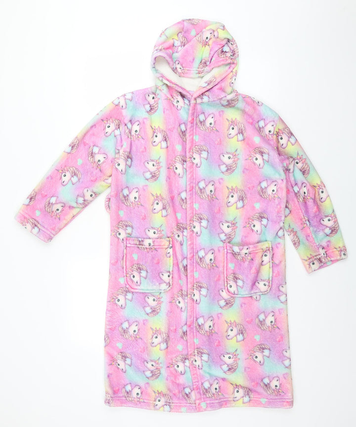 Emoji Girls Pink Animal Print Polyester  Gown Size 9-10 Years   - Unicorns
