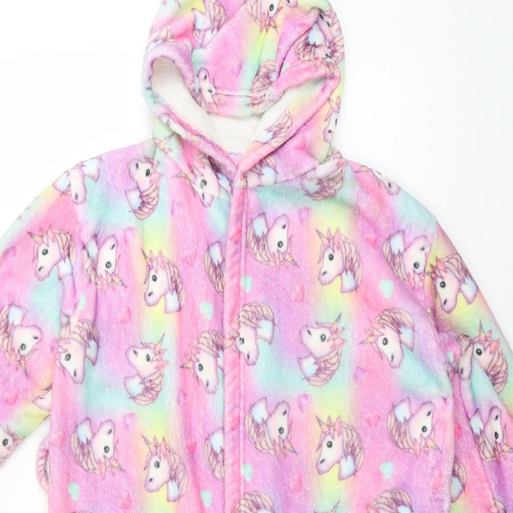 Emoji Girls Pink Animal Print Polyester  Gown Size 9-10 Years   - Unicorns