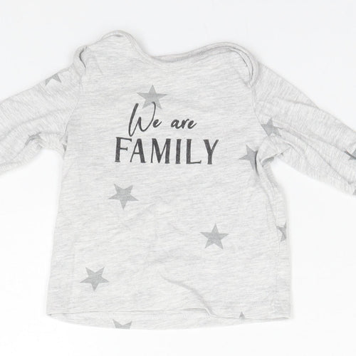 F&F Baby Grey Geometric Cotton Basic T-Shirt Size 3-6 Months Round Neck