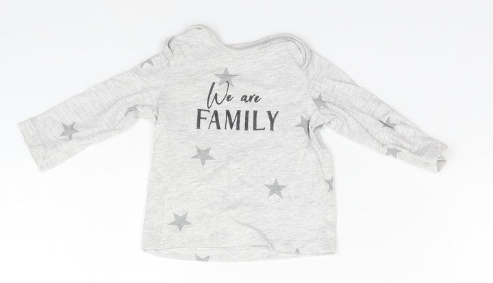 F&F Baby Grey Geometric Cotton Basic T-Shirt Size 3-6 Months Round Neck