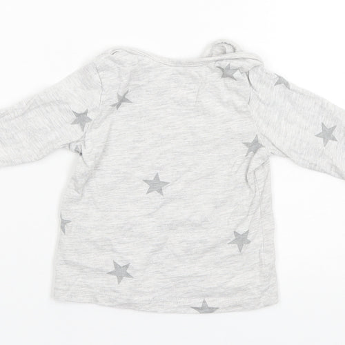 F&F Baby Grey Geometric Cotton Basic T-Shirt Size 3-6 Months Round Neck