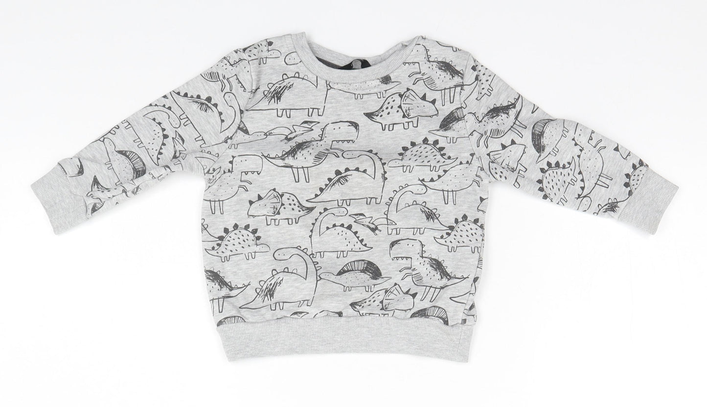 George Baby Grey  Cotton Pullover Jumper Size 12-18 Months   - Dinosaurs