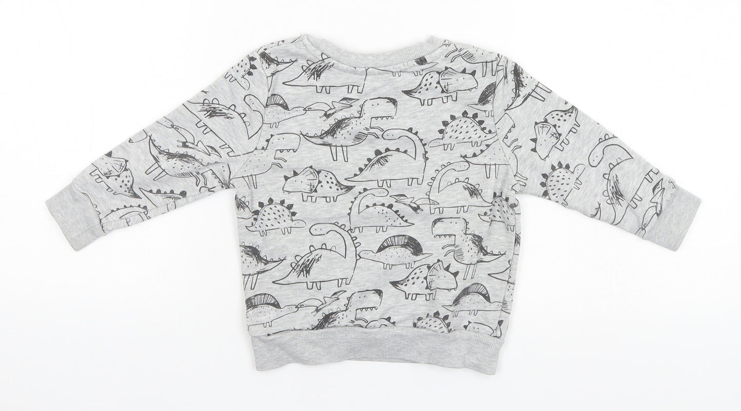 George Baby Grey  Cotton Pullover Jumper Size 12-18 Months   - Dinosaurs