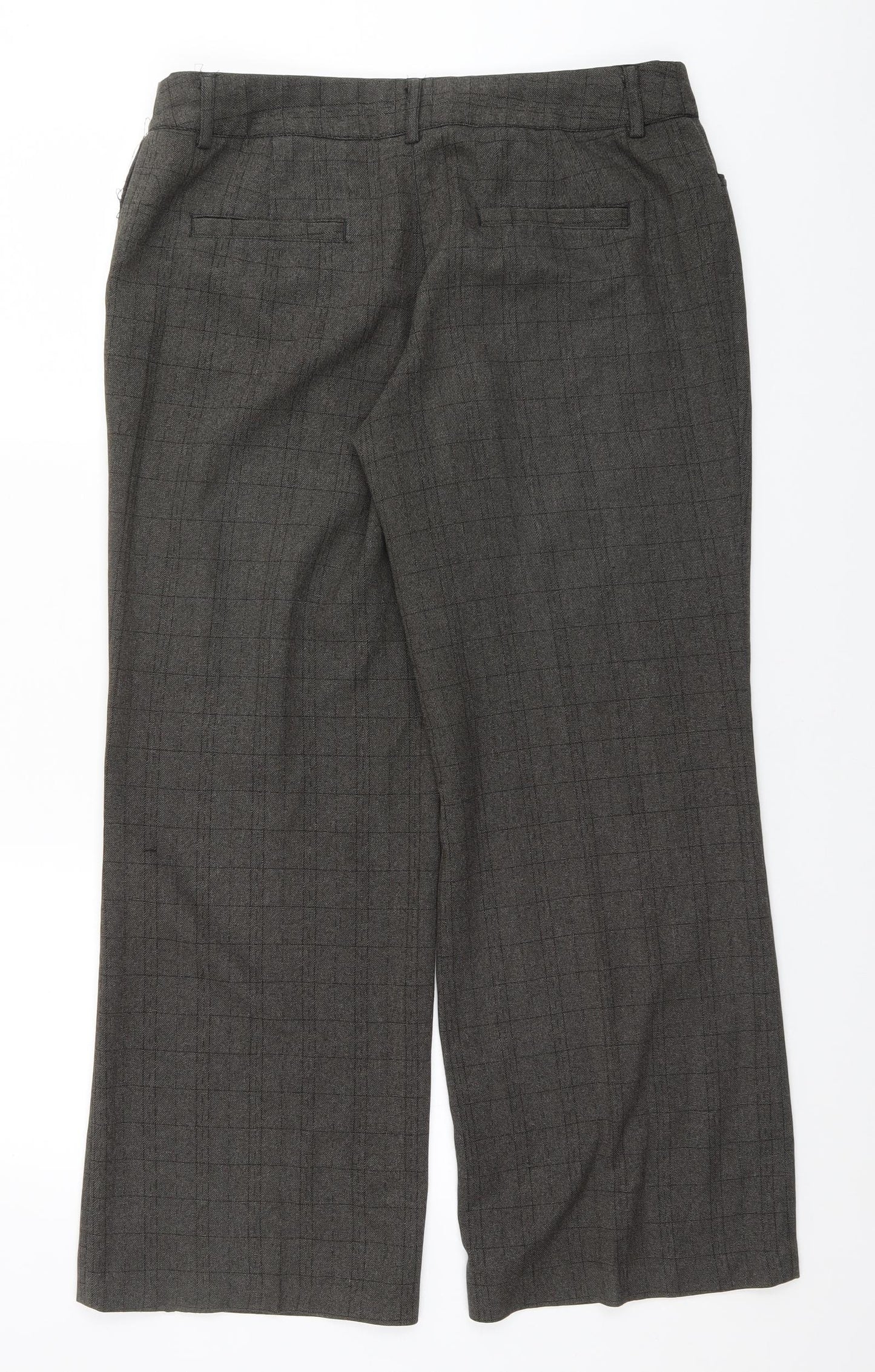 NEXT Womens Brown Plaid Polyester Trousers  Size 14 L28 in Regular