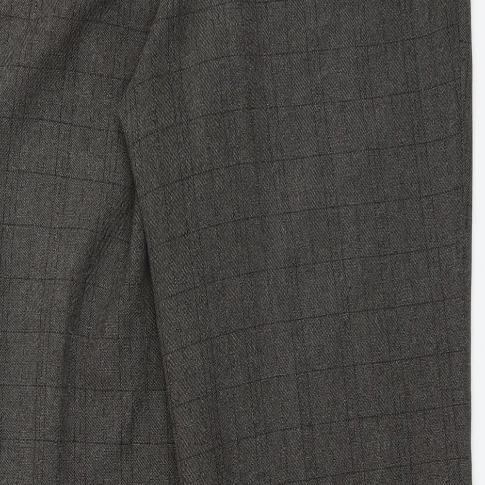 NEXT Womens Brown Plaid Polyester Trousers  Size 14 L28 in Regular