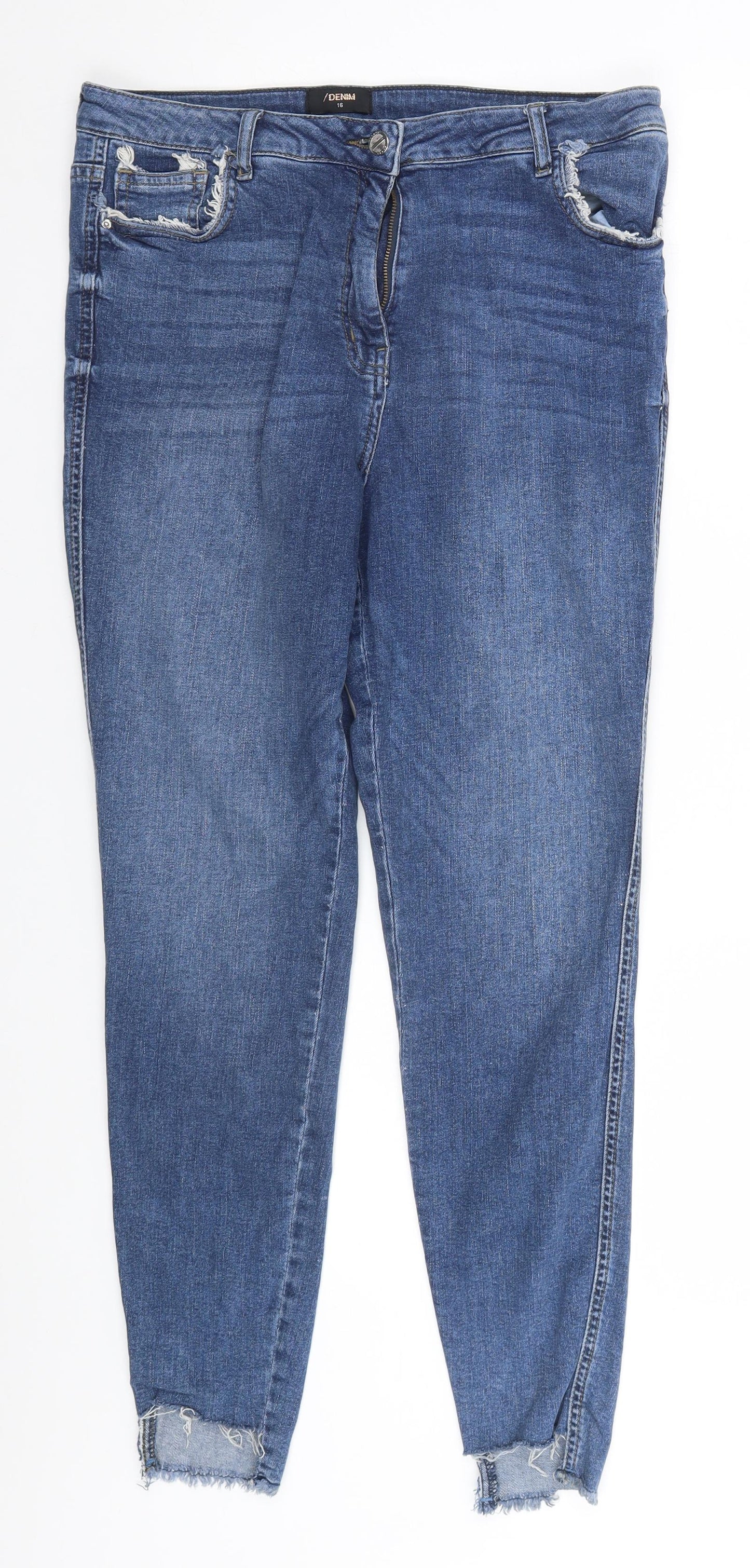 Matalan Womens Blue  Cotton Straight Jeans Size 16 L28 in Regular