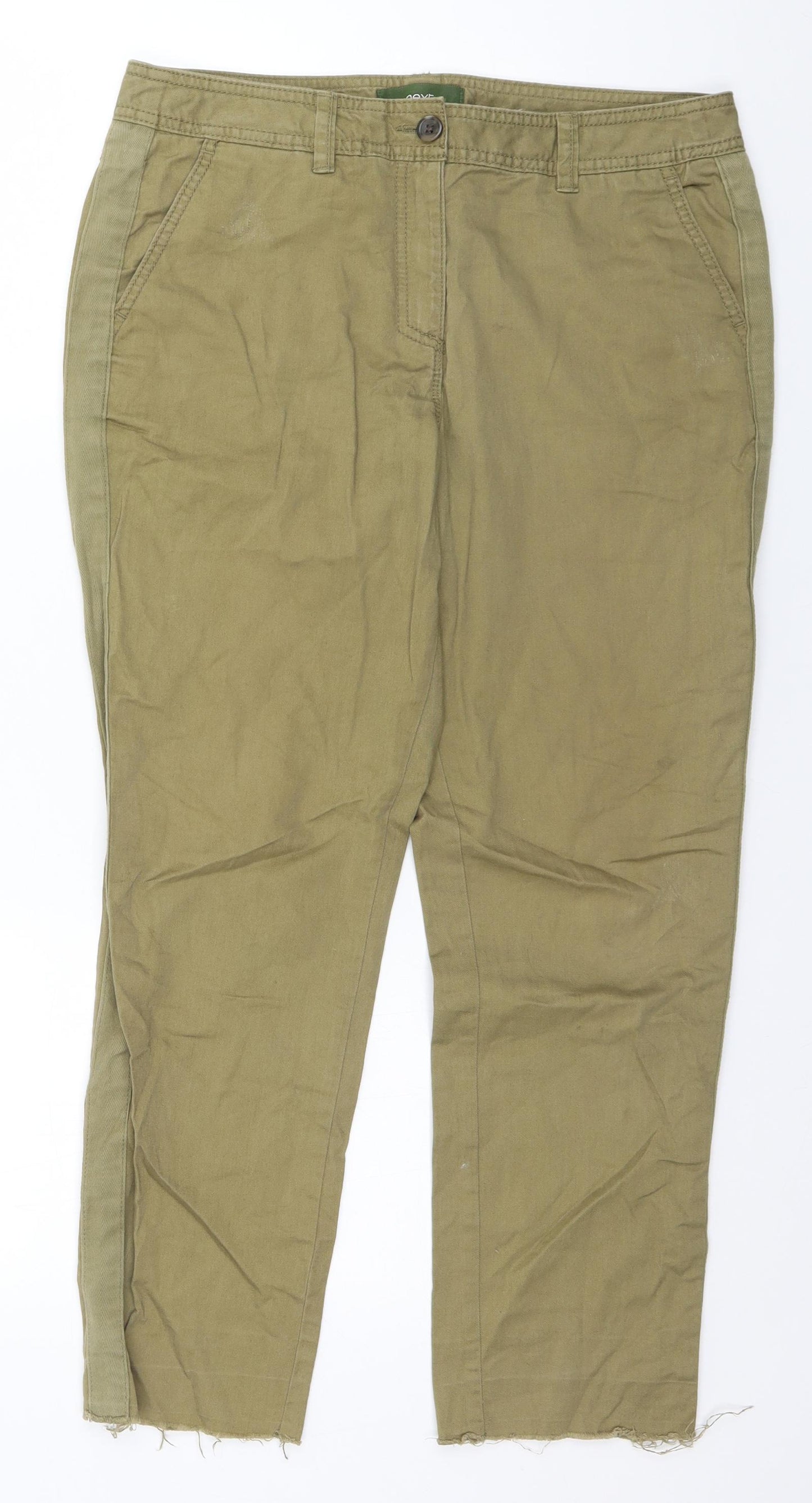 NEXT Womens Green  Cotton Trousers  Size 10 L26 in Regular