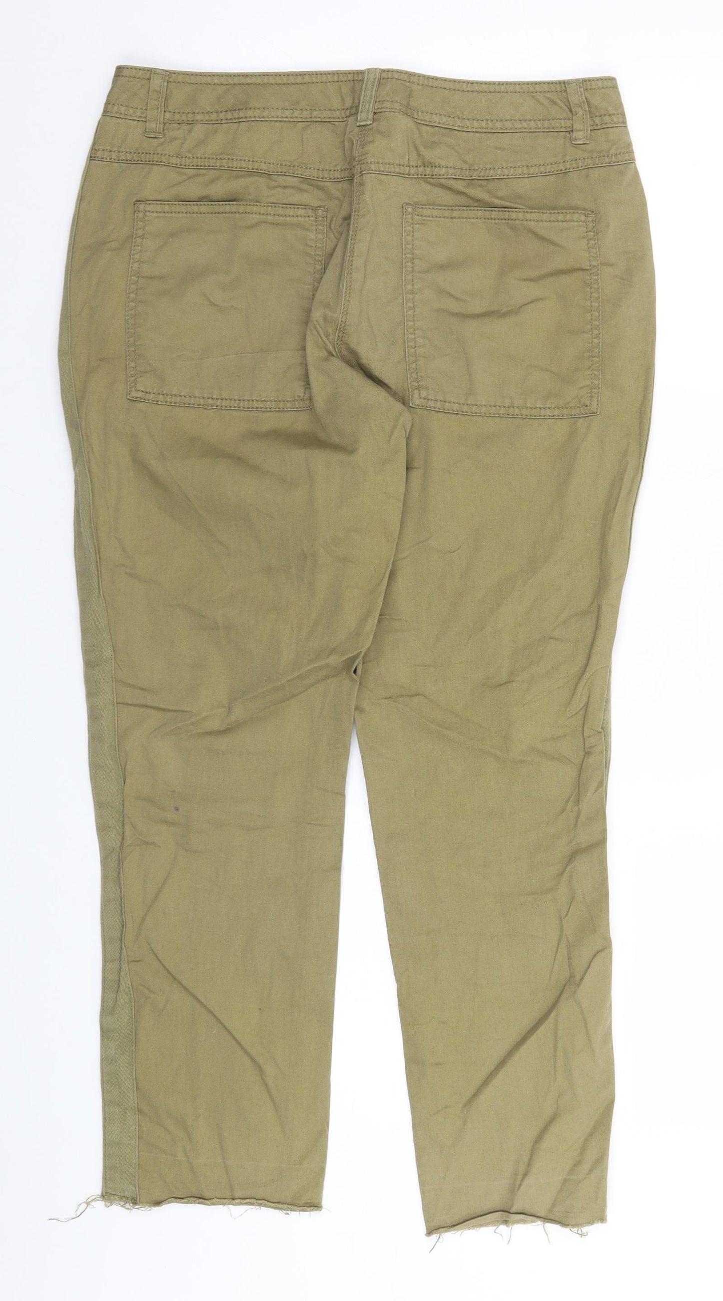 NEXT Womens Green  Cotton Trousers  Size 10 L26 in Regular