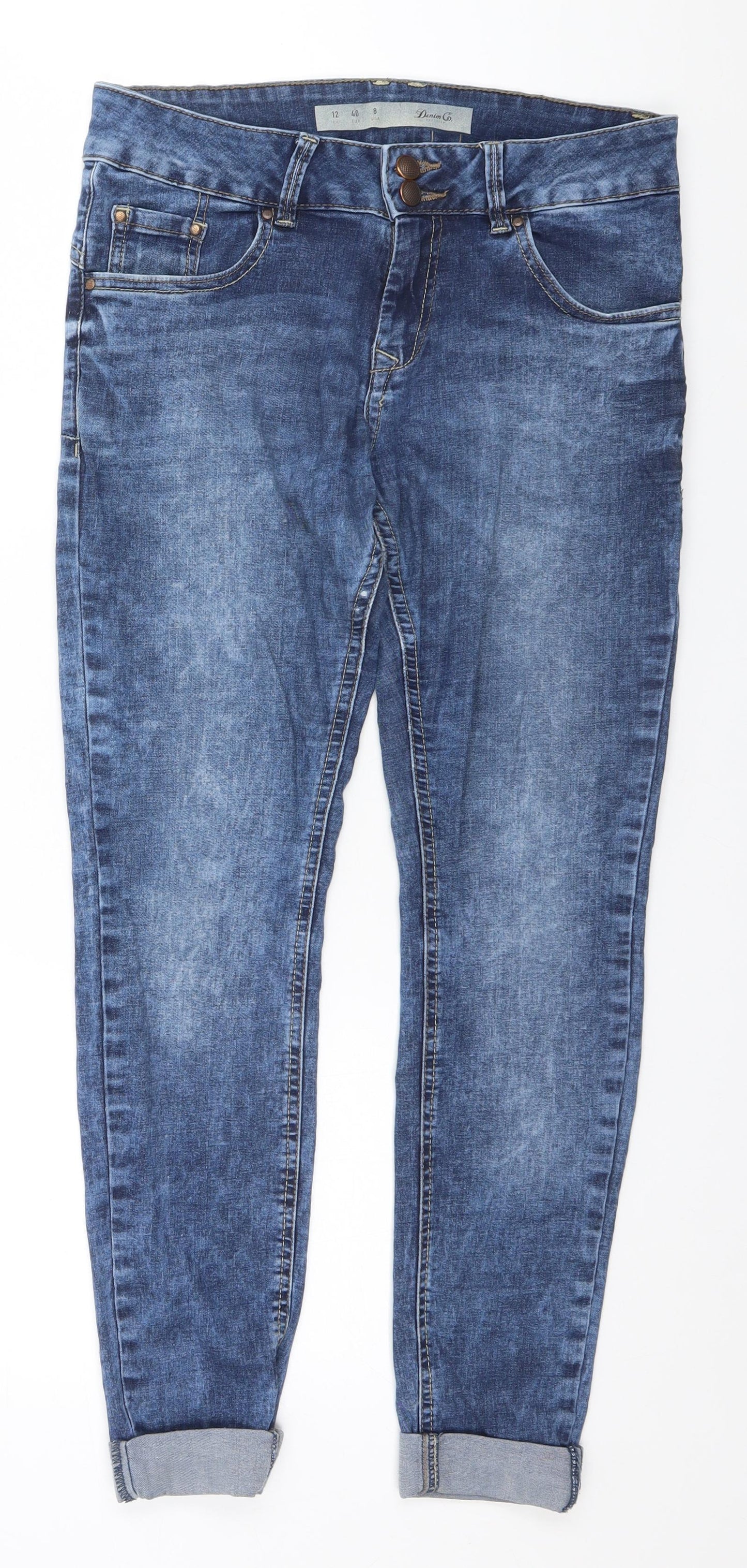 Denim & Co. Womens Blue  Cotton Skinny Jeans Size 12 L26 in Regular