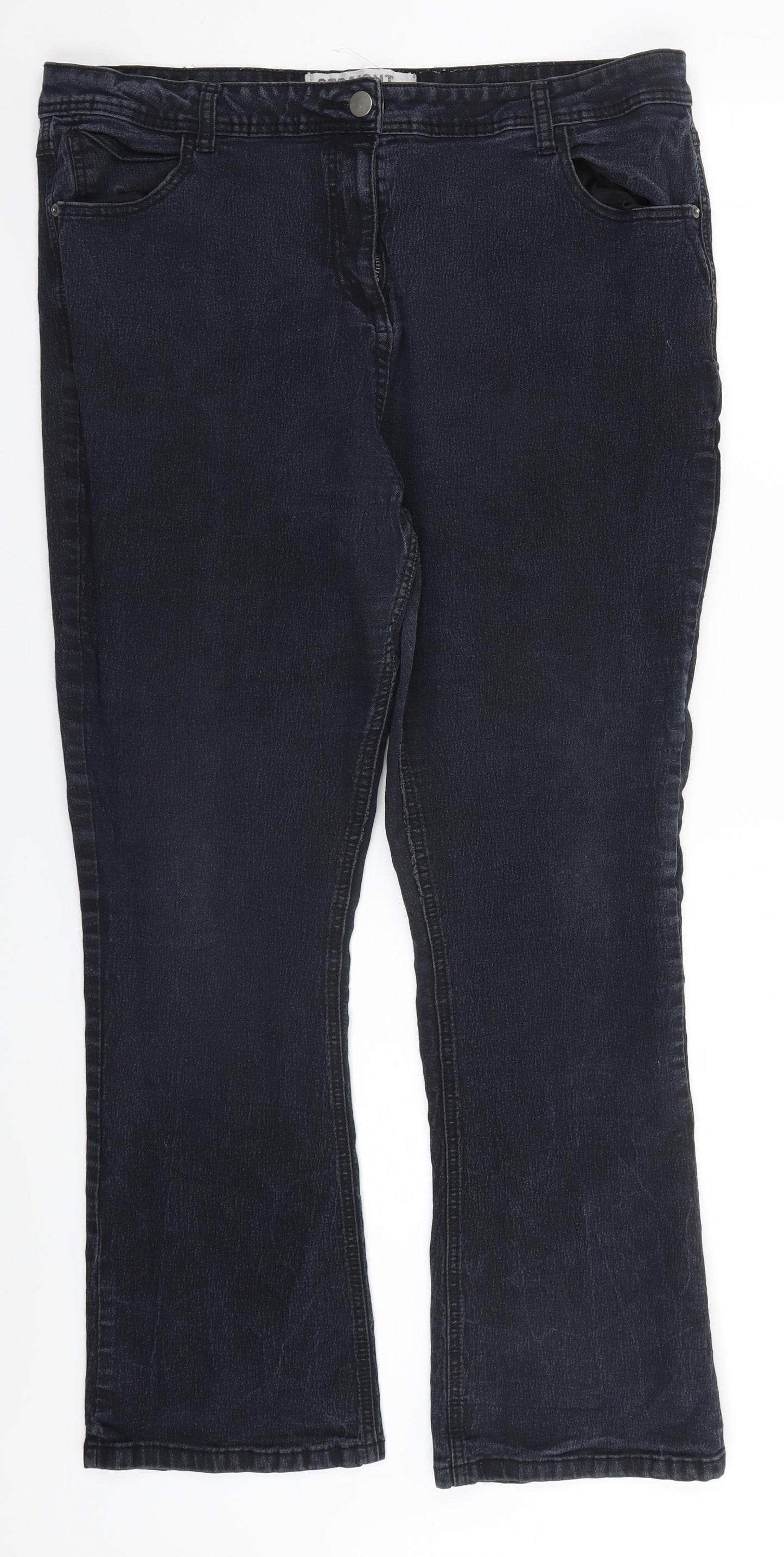 Yours Womens Blue  Cotton Straight Jeans Size 22 L30 in Regular