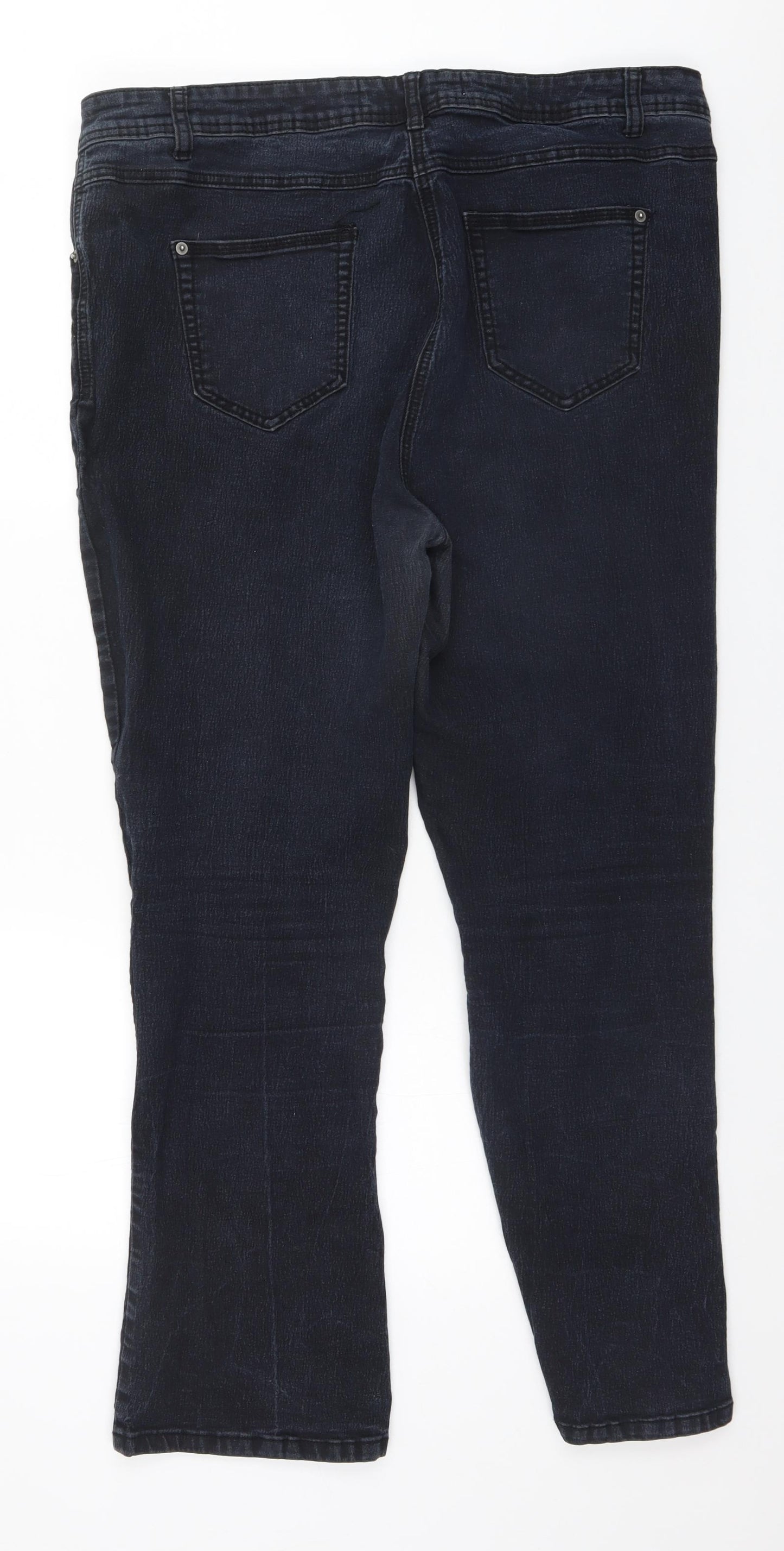 Yours Womens Blue  Cotton Straight Jeans Size 22 L30 in Regular