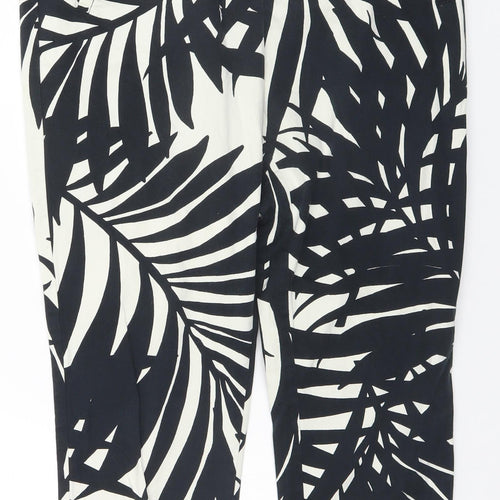 Debenhams Womens White Floral Cotton Trousers  Size 12 L25 in Regular