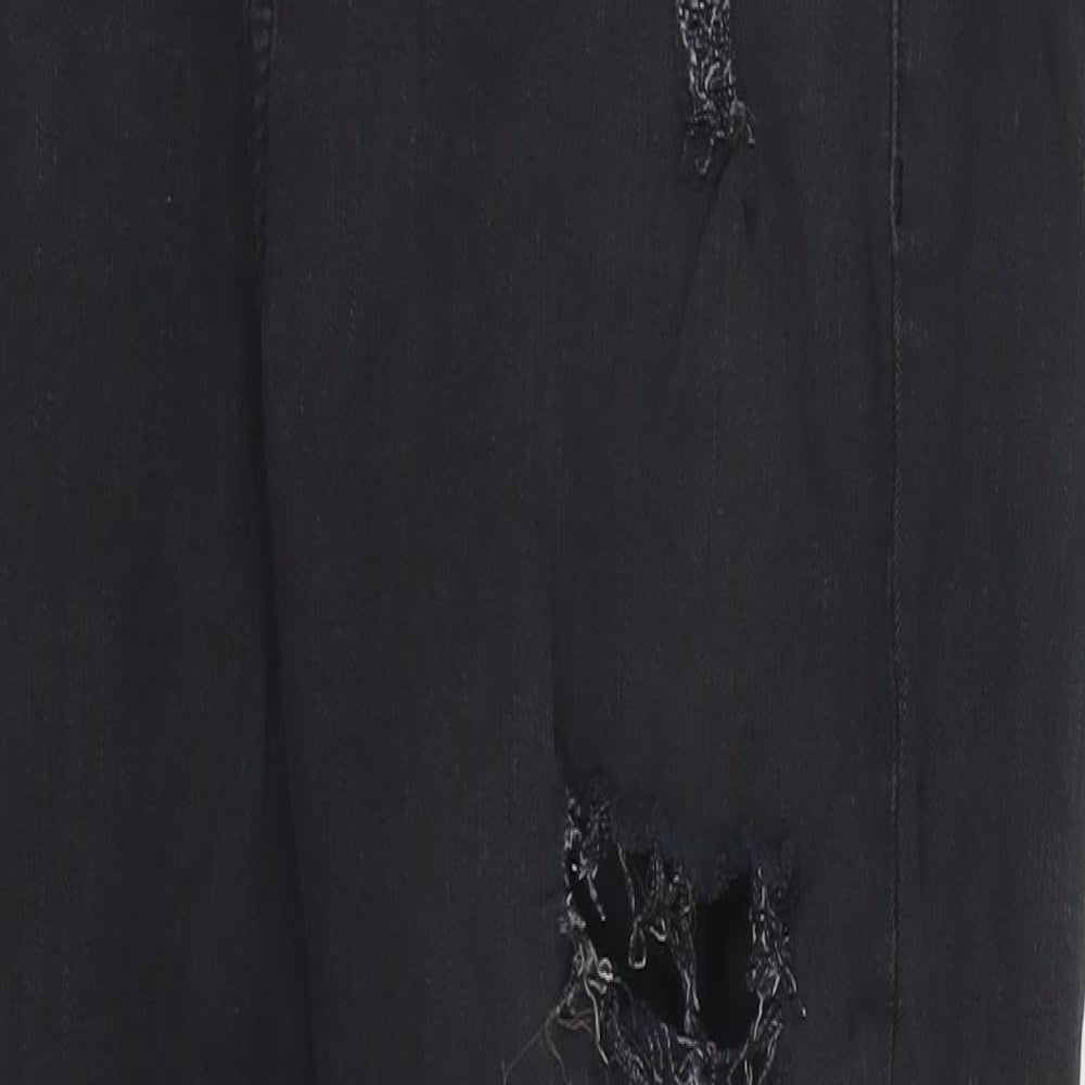 Topshop Womens Black  Cotton Straight Jeans Size 32 in L24 in Regular