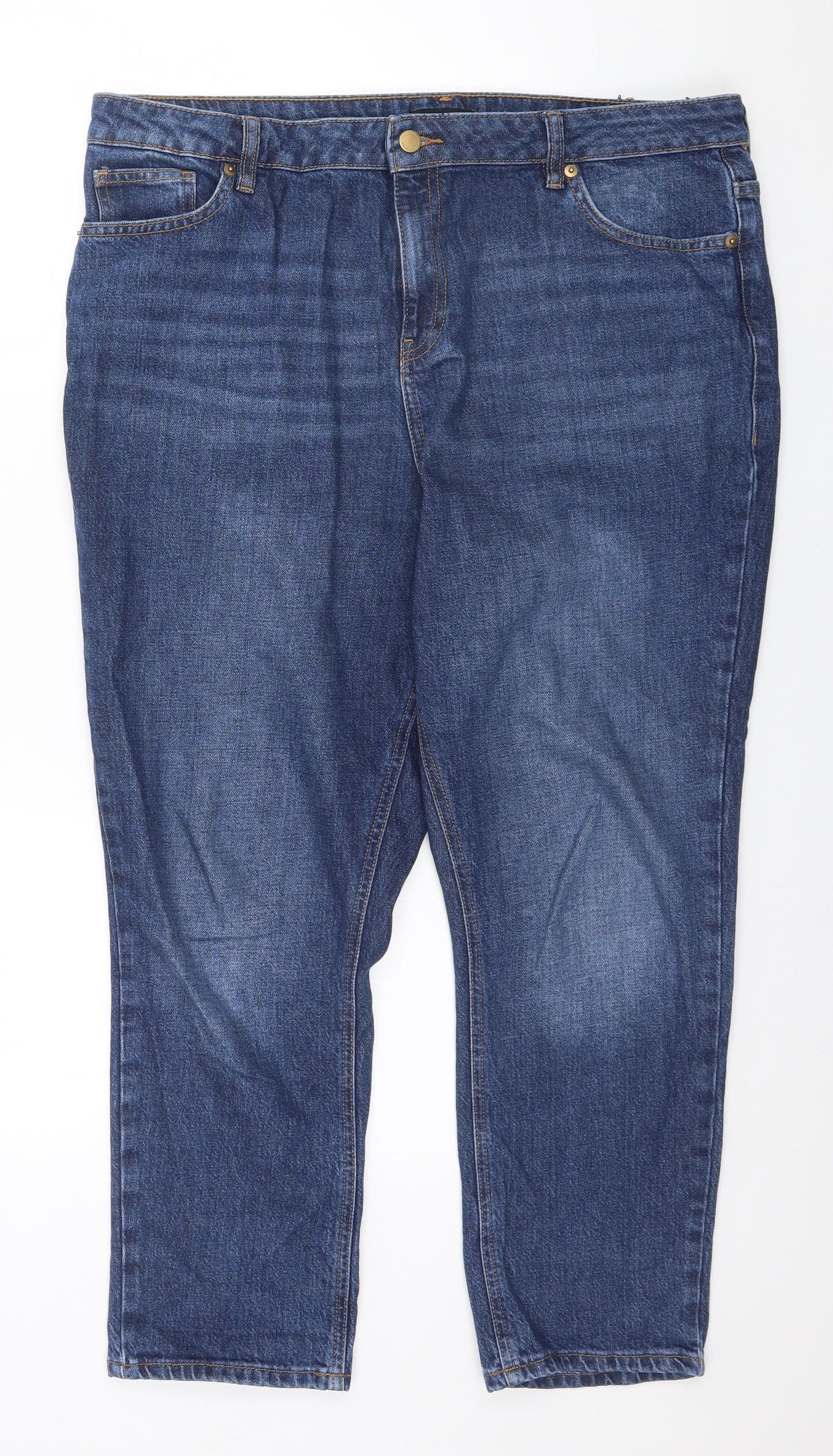 F&F Womens Blue  Cotton Straight Jeans Size 18 L26 in Regular