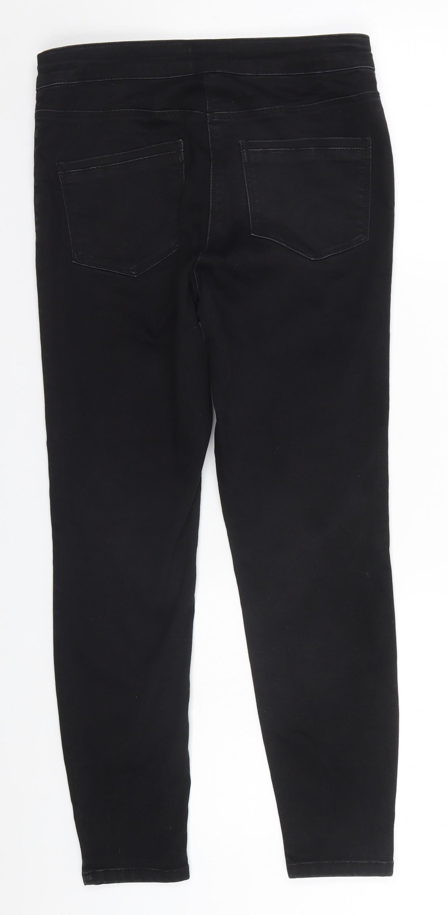 Papaya Womens Black  Cotton Skinny Jeans Size 10 L24 in Regular