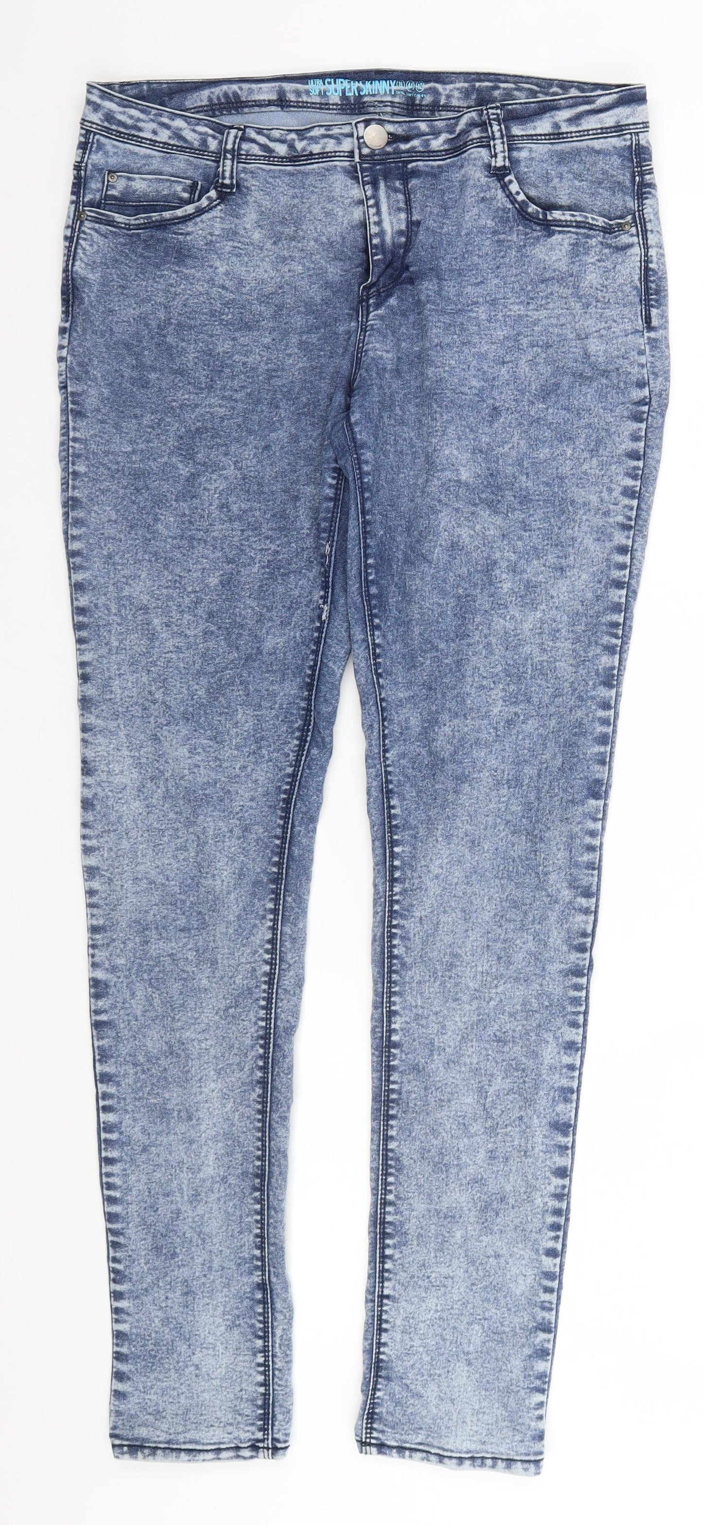 Primark Womens Blue  Cotton Straight Jeans Size 16 L30 in Regular
