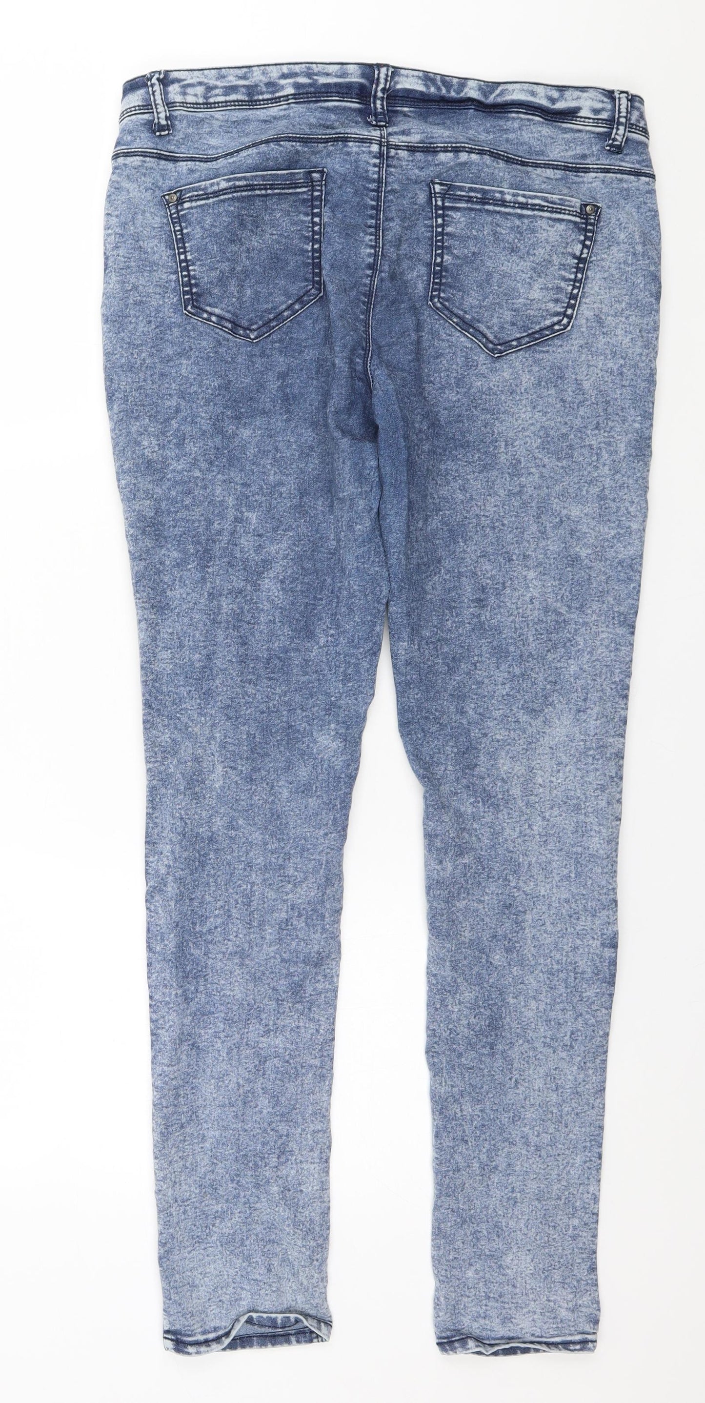 Primark Womens Blue  Cotton Straight Jeans Size 16 L30 in Regular