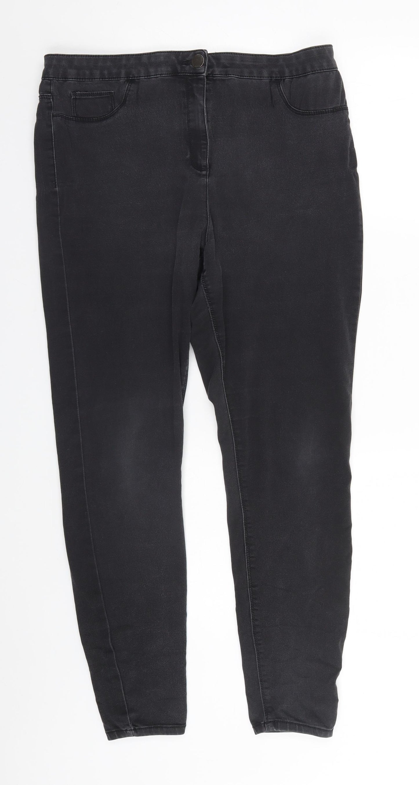 Matalan Womens Black  Cotton Trousers  Size 16 L26 in Regular