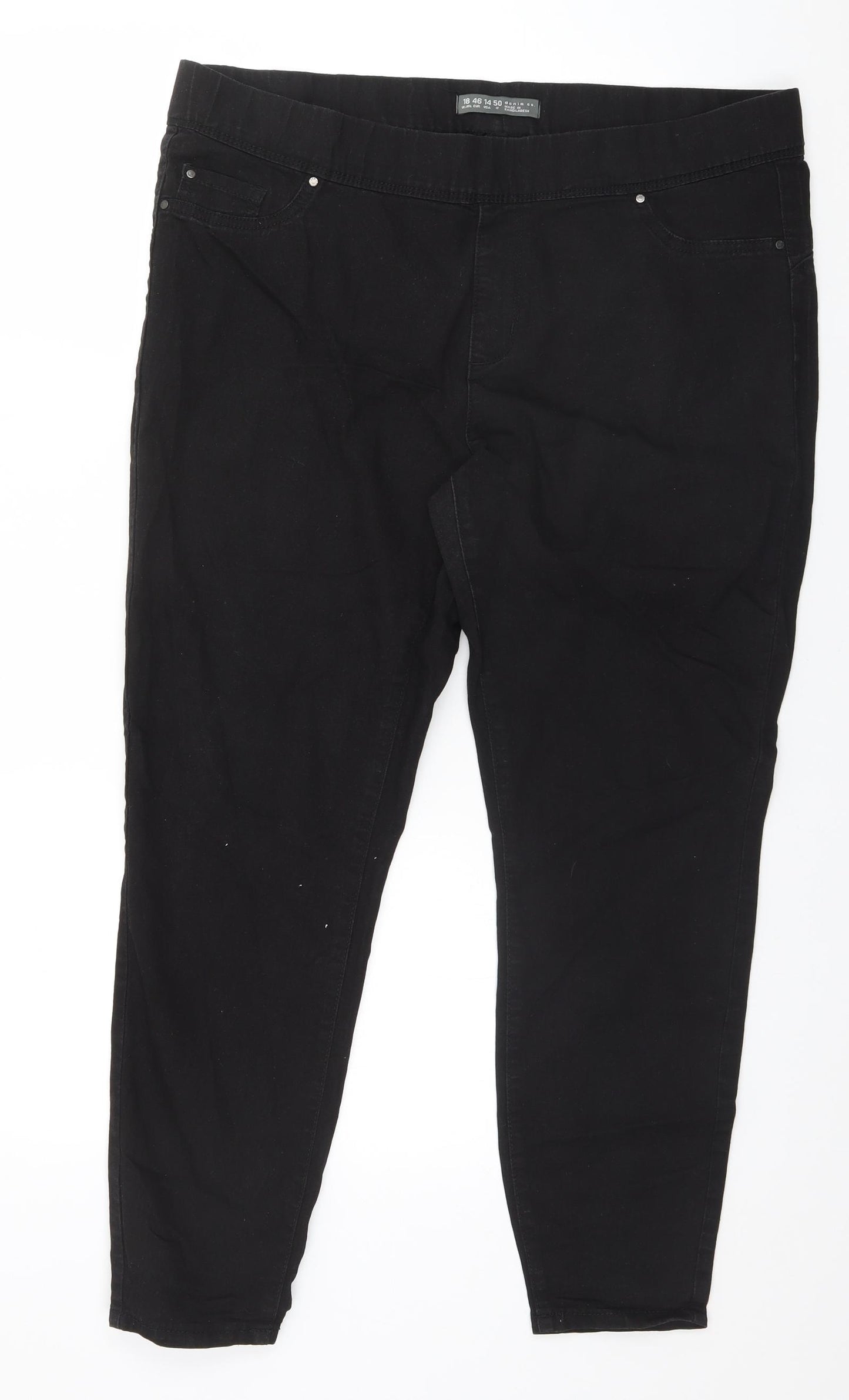 Primark Womens Black  Cotton Trousers  Size 18 L27 in Regular