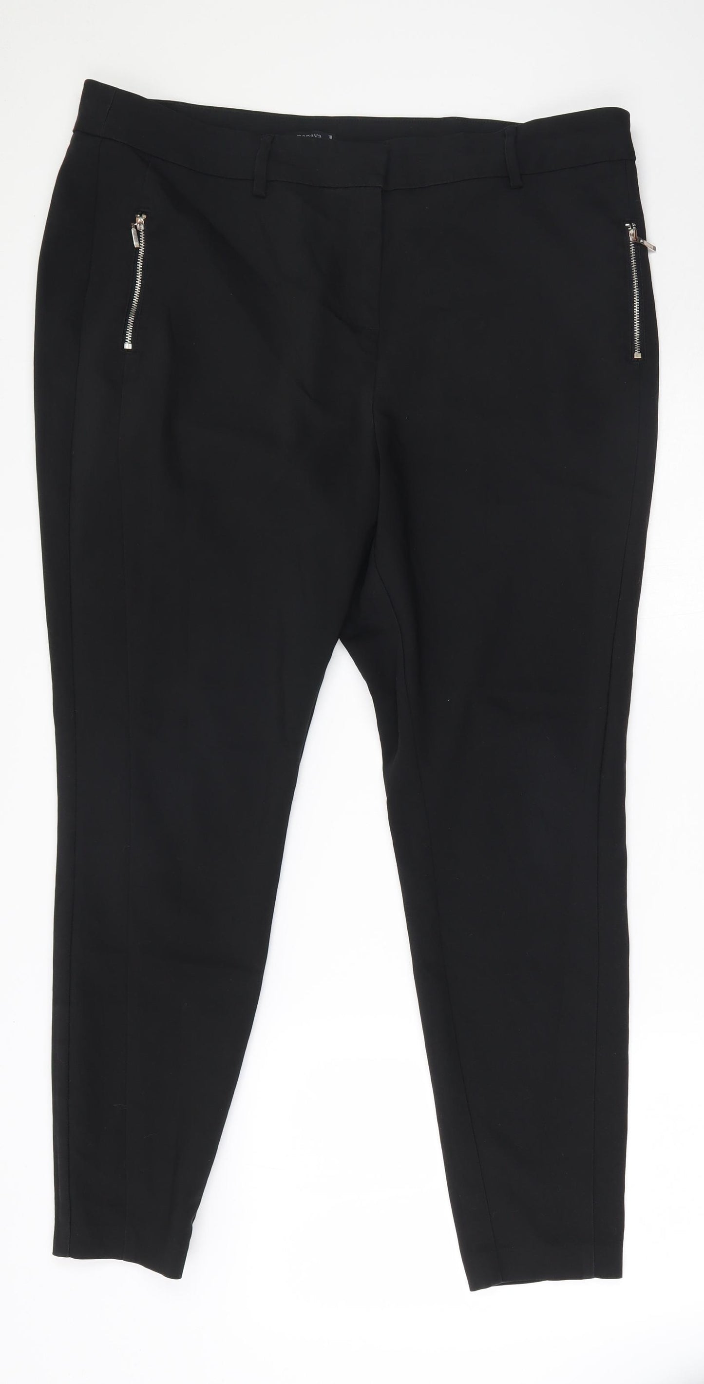 Papaya Womens Black  Polyester Trousers  Size 18 L28 in Regular Zip