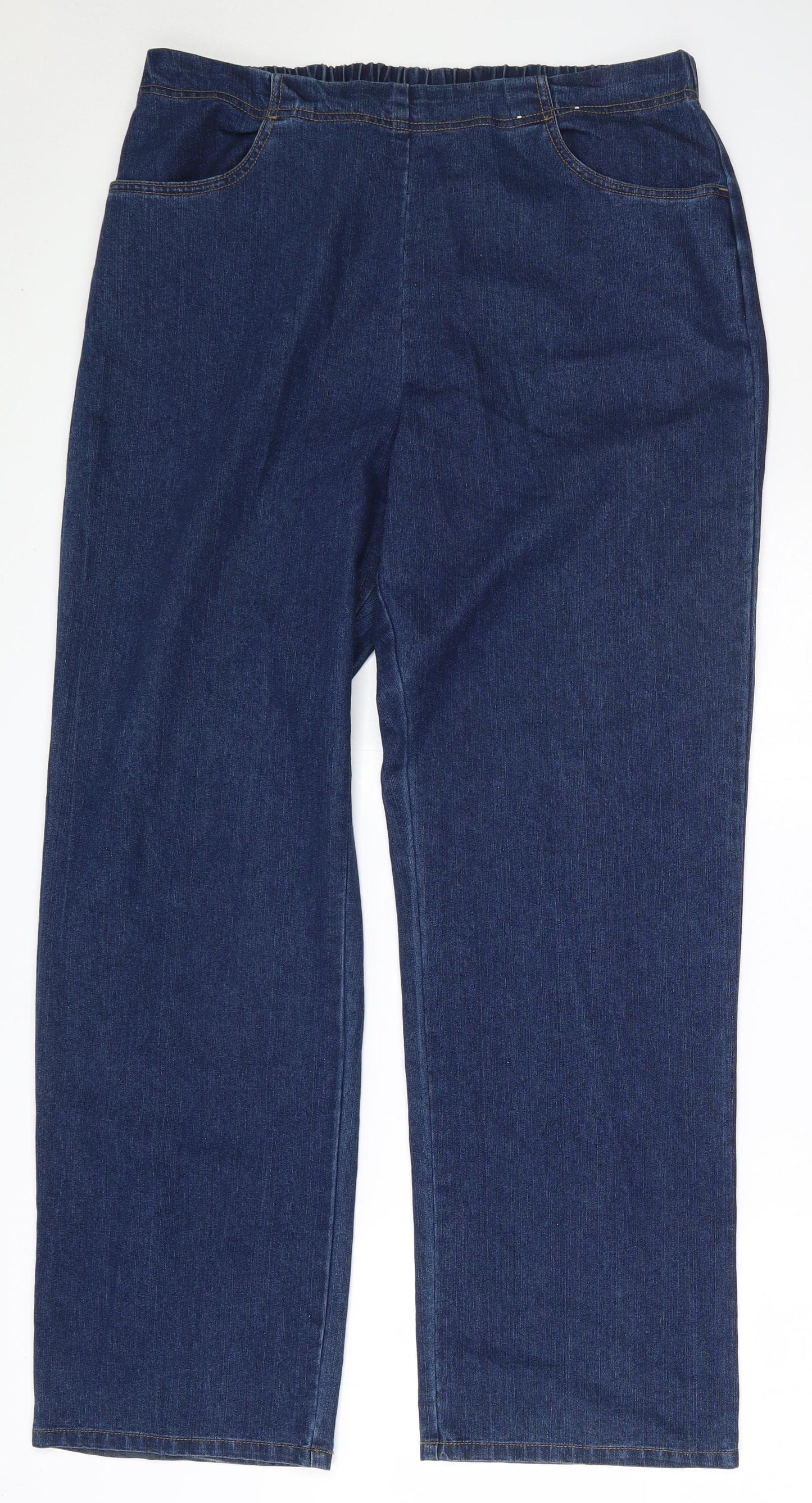 Penmans Womens Blue  Cotton Jegging Trousers Size L L30 in Regular  - Elasticated Waist