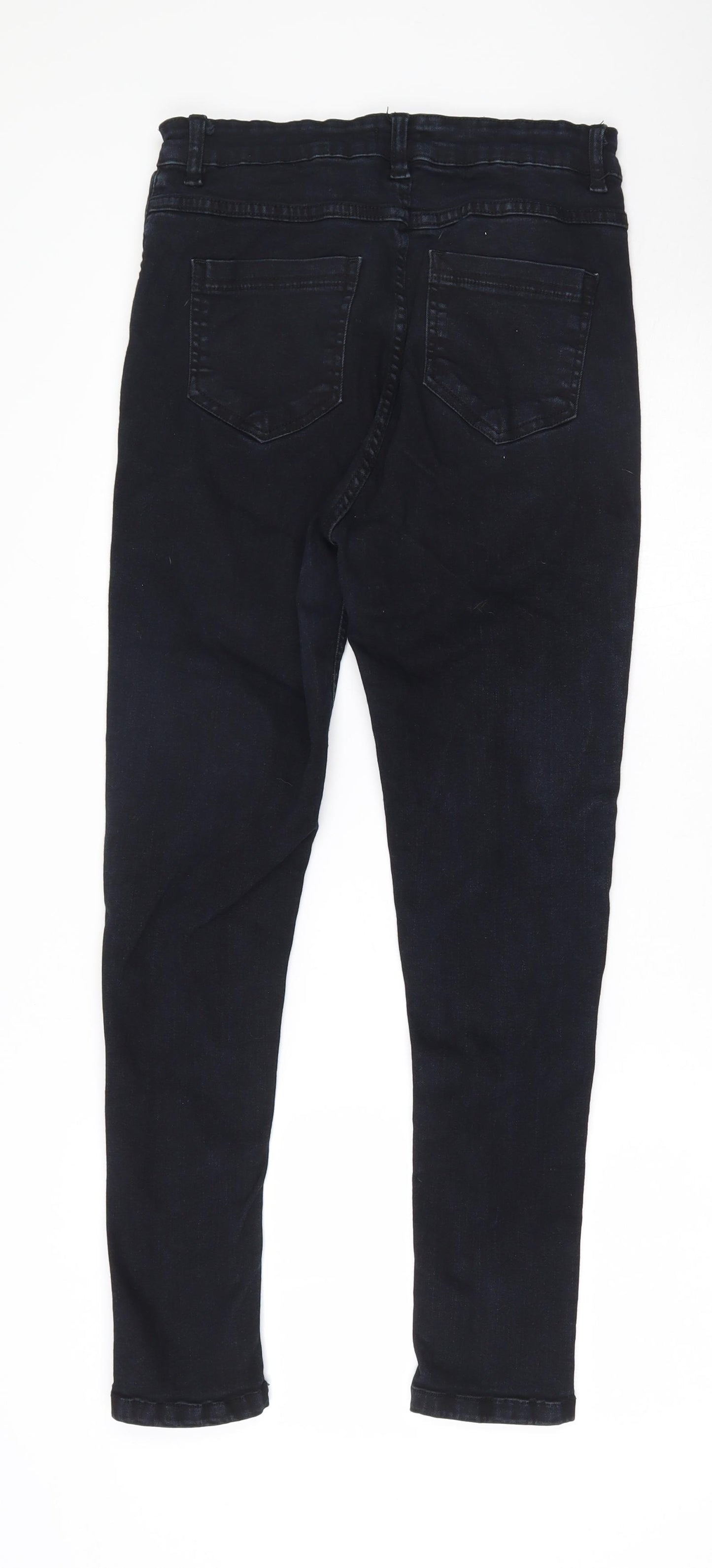 Boohoo Womens Blue  Cotton Skinny Jeans Size 12 L26 in Regular Zip