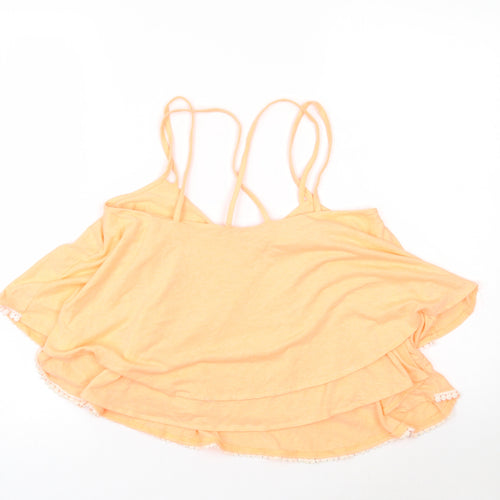Primark Womens Orange  Polyester Cropped T-Shirt Size 8 Scoop Neck - Neon Multi-Layered